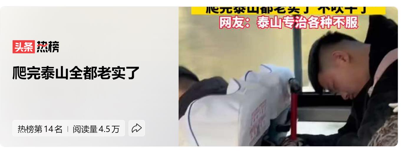 当那些年轻人爬完泰山后,下山时全都老实了.不能动啦.