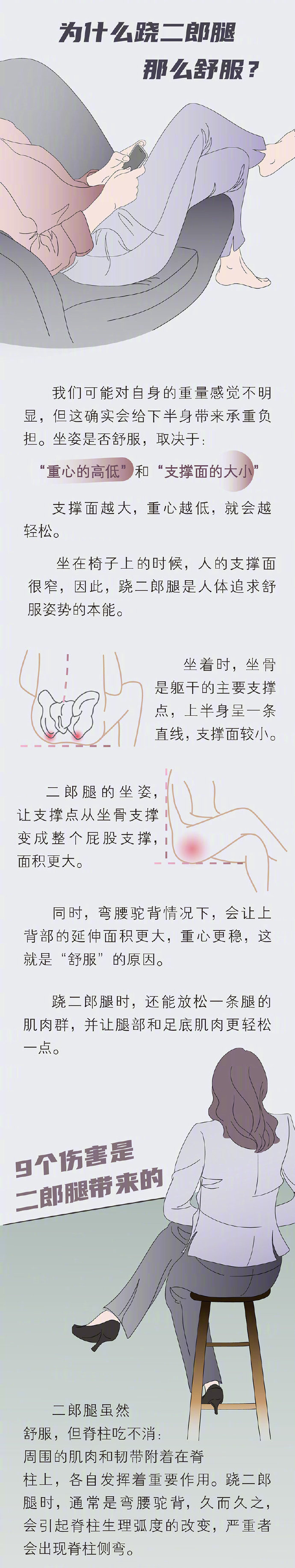 比跷二郎腿伤害更大的坐姿有哪些？警惕腰酸背疼颈肩麻木