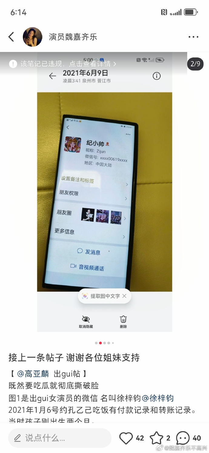 52岁高亚麟出轨26岁徐梓钧的秘密恋情,聊天截图和转帐记录