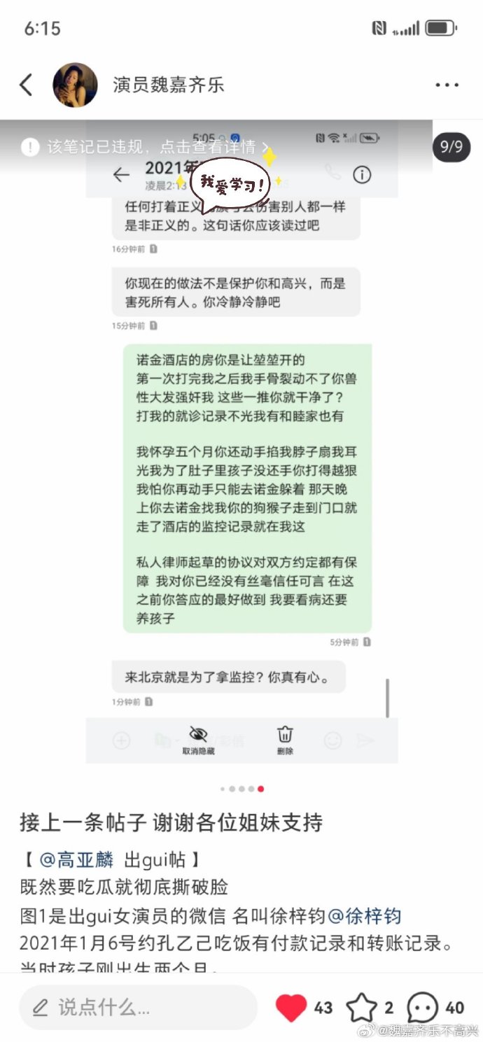 52岁高亚麟出轨26岁徐梓钧的秘密恋情,聊天截图和转帐记录