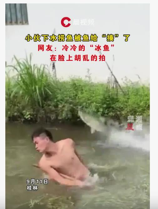 男子下塘捞鱼被鱼给揍了：遭“冰鱼”连环“打脸”